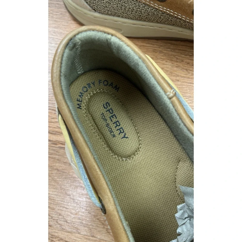 Sperry Women's Bluefish 2 Eye Leather Boat Shoes Linen/Oat Size 12 NEW